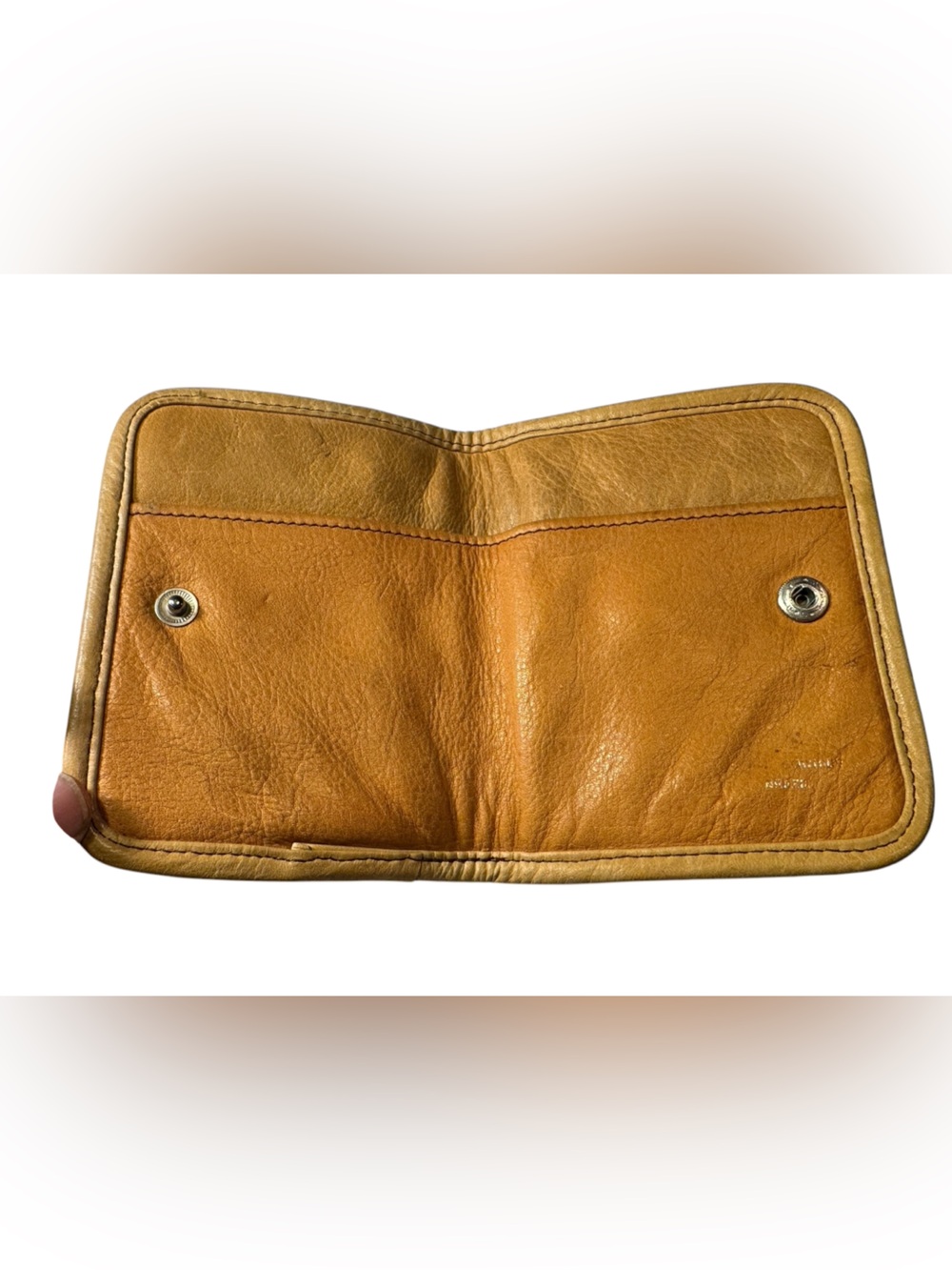 Vintage Bifold Tan Leather Snap-Front Wallet Coin Purse Combo NICE - Picture 3 of 8